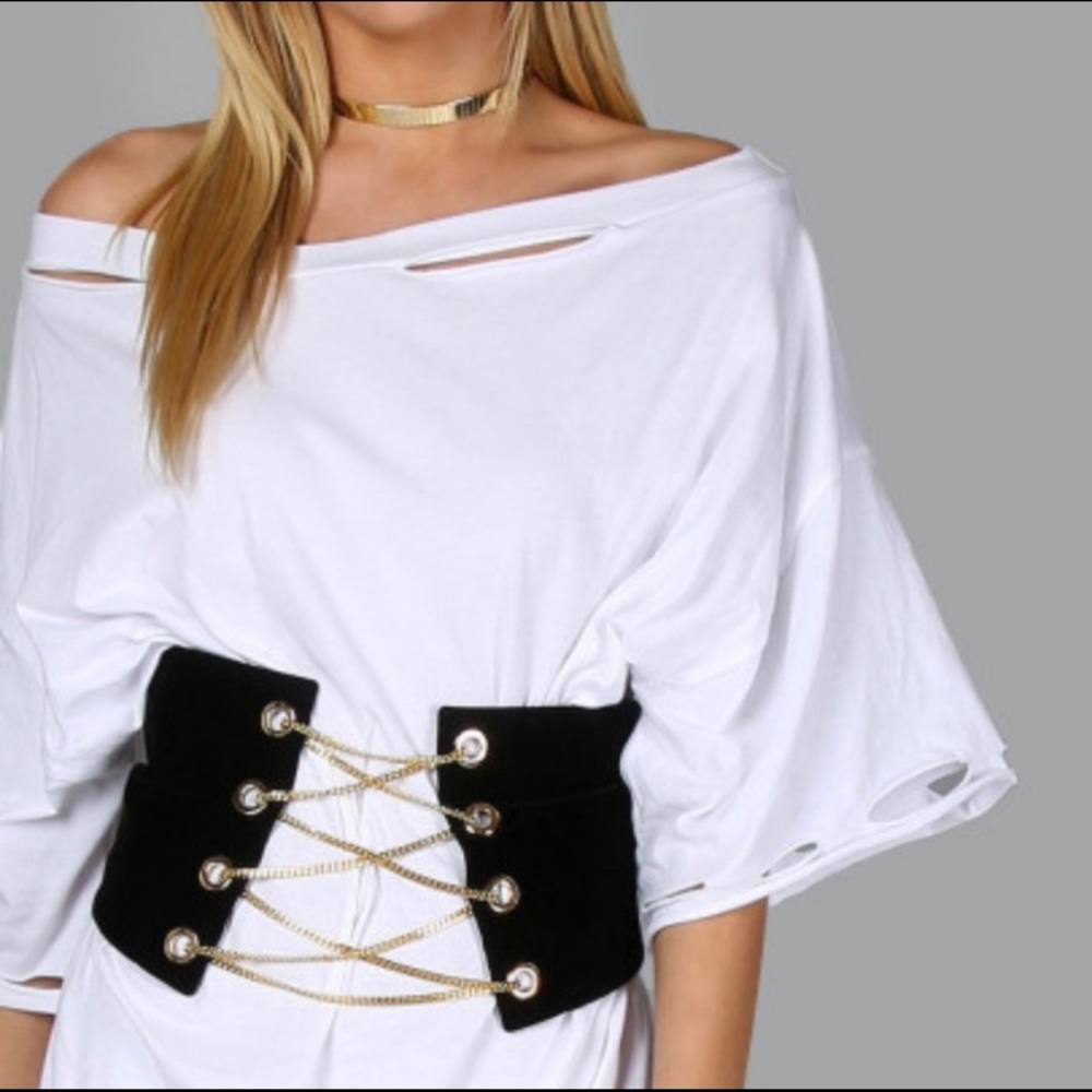 Fashion corset belt w/chain